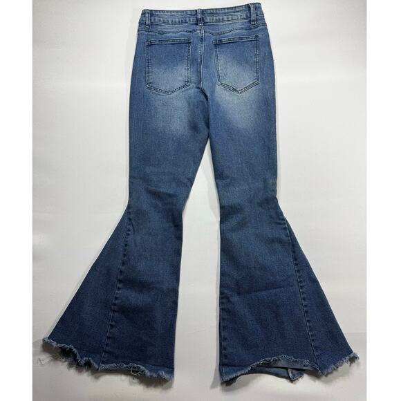 Saints & Hearts Women's Distressed Super Flare Denim Jeans - Size L (28x29.5) - Picture 2 of 4